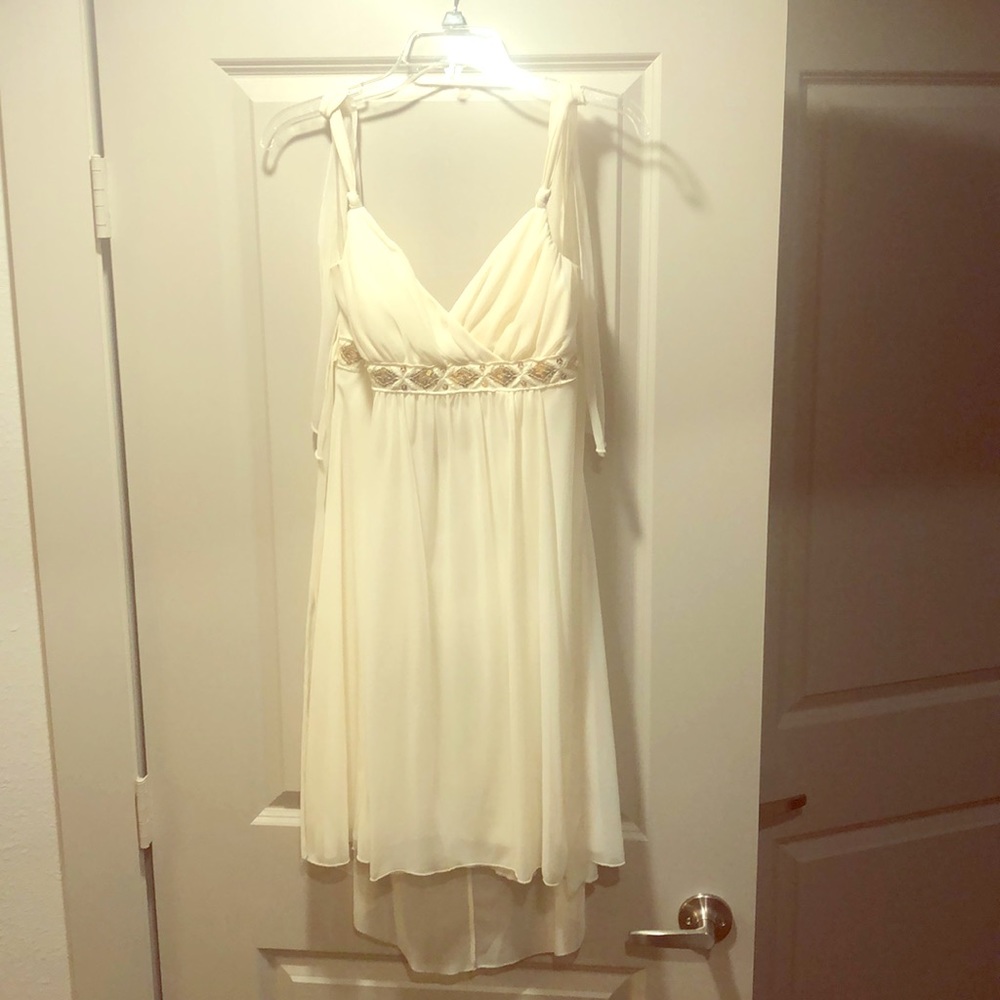 Cream dress.